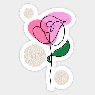 One line art pink rose Sticker